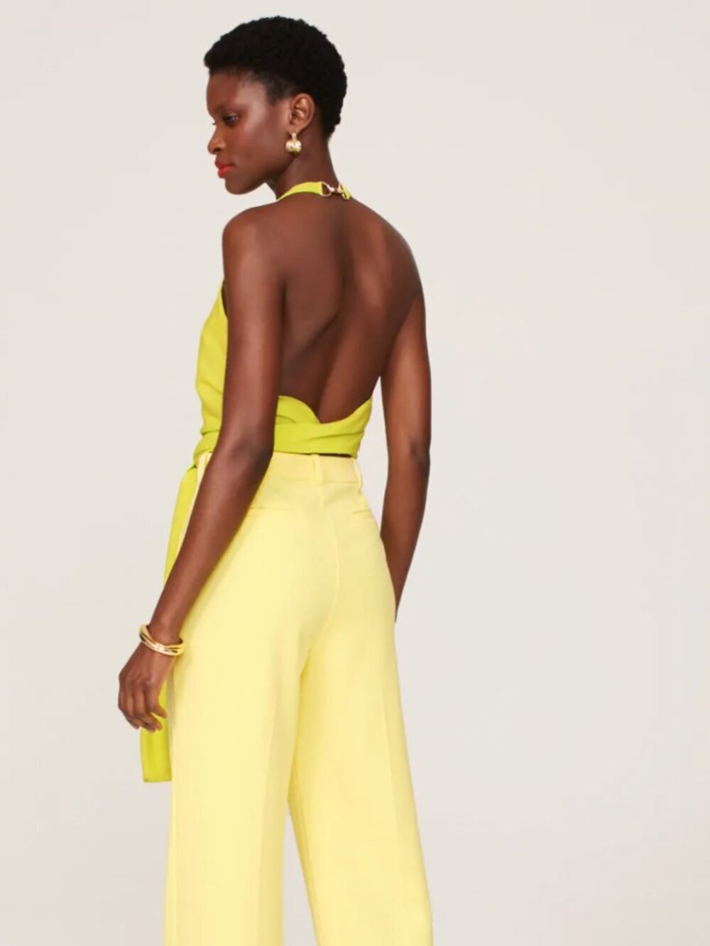 Esteban Cortazar x Rent the Runway Tie Around Top Neon Yellow Women's Size S - Picture 3 of 7